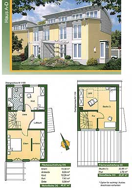 Vita Haus Typ A-D Ansicht und Grundriss OG und DG Vita Haus Typ A-D Ansicht und Grundriss OG und DG